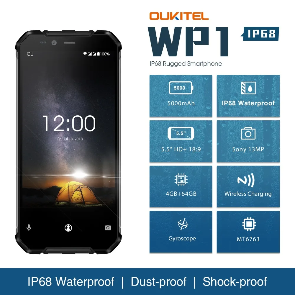 OUKITEL WP1 IP68 a prueba de agua Android 8,1 Smartphone 5,5 \