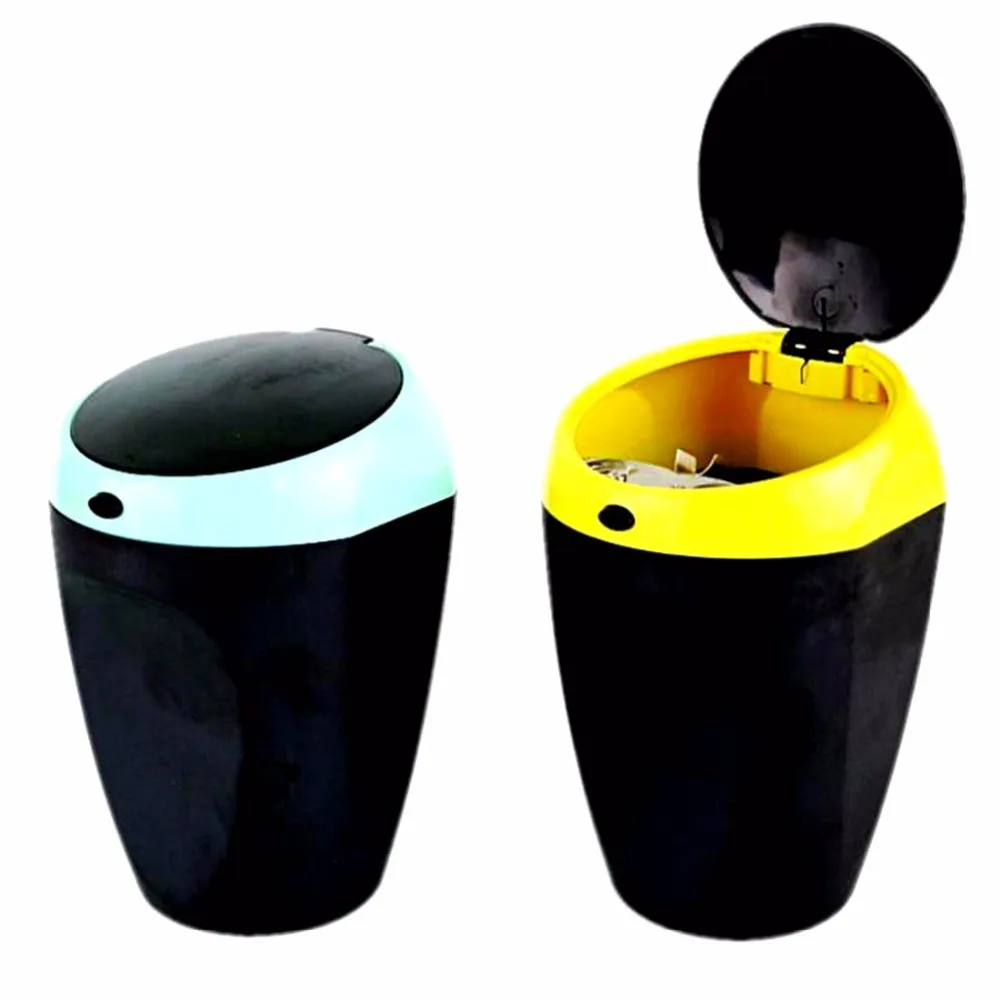 

1PC Yellow/Blue High-temperature Button Type Universal Car Ashtray with Cover Hanging Outlet Creative Ashtray 11x7CM