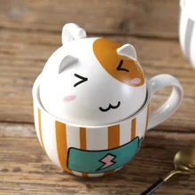 Kawaii мультяшная кружка для влюбленных, креативная керамическая чашка для молока, индивидуальный фарфоровый чайный стакан 350 мл, милый стакан для друзей, подарок для детей