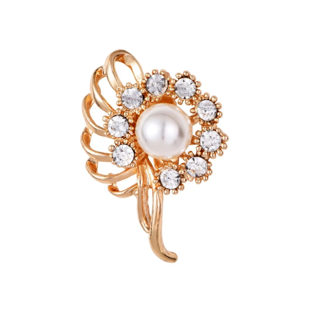 

Crazy Feng New Fashion Jewelry Accessories Elegant Simulated Pearl Crystal Brooch Pins For Women Wedding Brooches Free Shipping