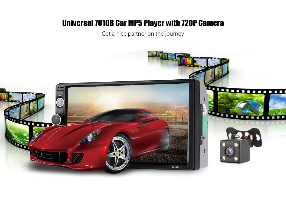 

Universal 7010B Bluetooth Mirror Link Car MP5 Player Touch Screen FM Auto Radio Player with Rear Camera support steering wheel
