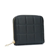2016 New High Quality wallet Ladies fashion Purses PU Leather Women Plaid Short Design Zipper Wallet Small black Card Holder Bag