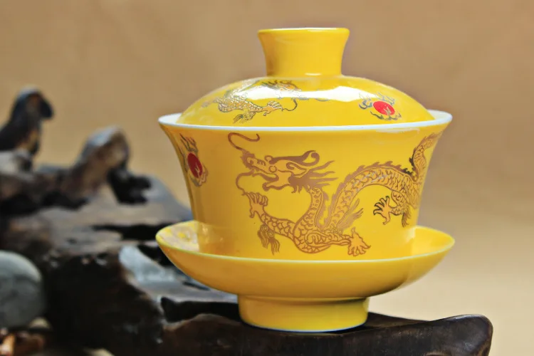 300 мл емкость Дракон и Феникс стиль чайная чаша китайский Tureen KungFu Gaiwan чайная чашка, керамическая миска с крышкой чаша чайное обслуживание