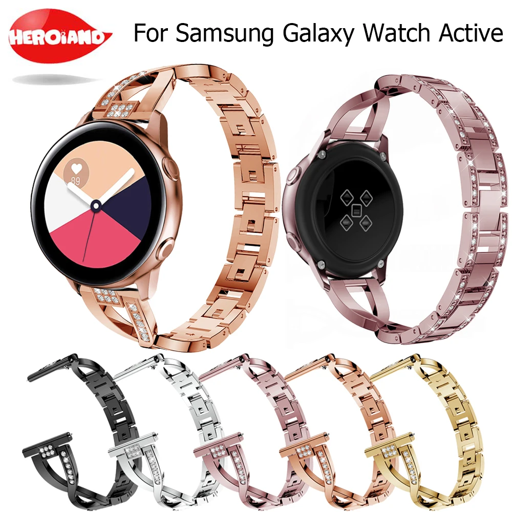 

20MM wristband For Samsung Galaxy Watch 42mm gear sport s2 s4 active 40mm active Band Replacement stainless steel Crystal straps