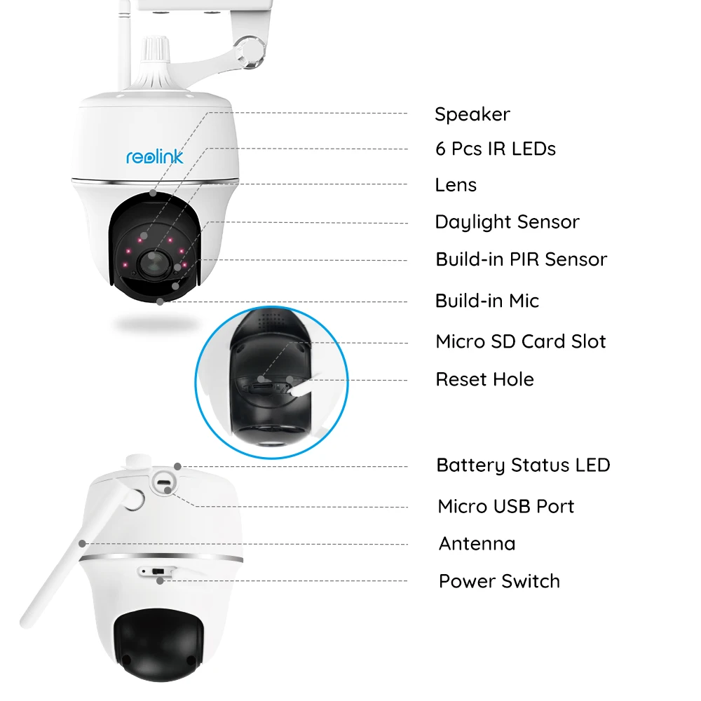 Reolink Argus PT w солнечная панель 1080P WiFi камера перезаряжаемая батарея/Солнечная