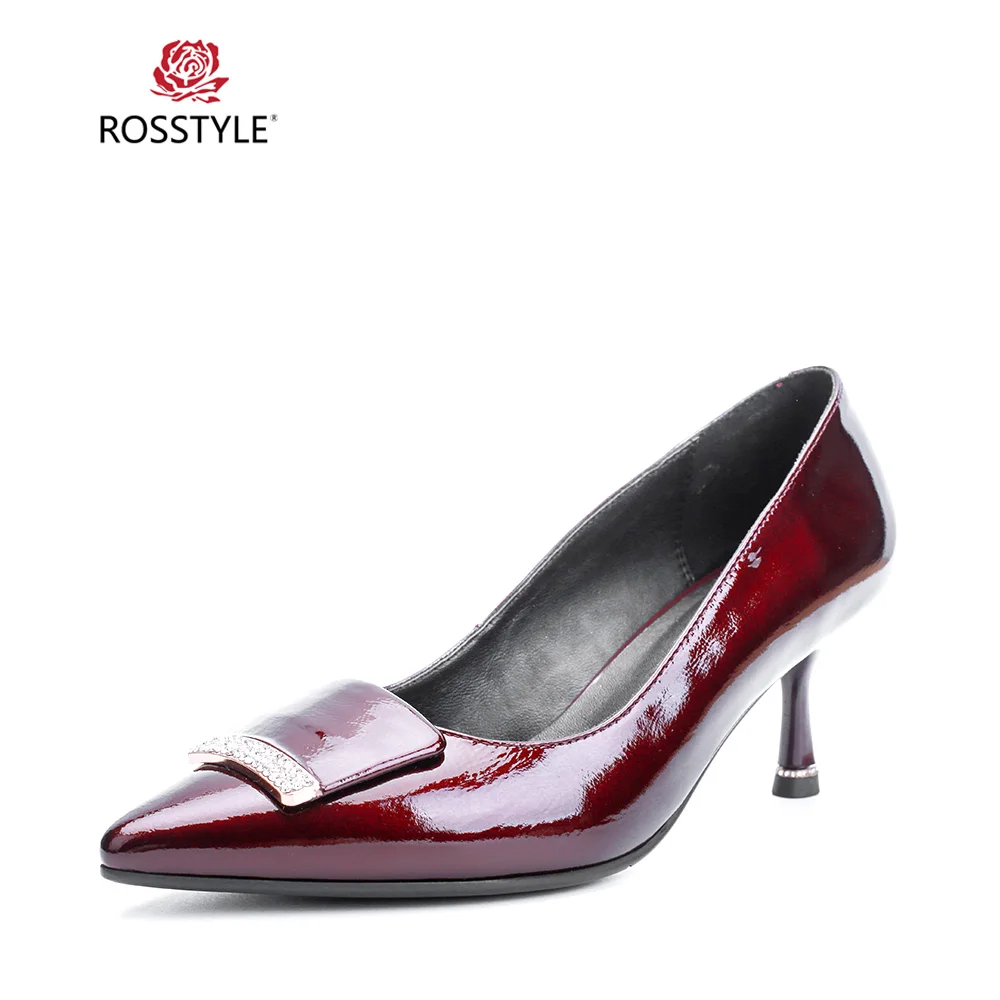 

ROSSTYLE Fashion Shallow Pointed Toe Spring Autumn Single Shoes Crystal Metal Decoration Shoes Women Party Wedding Shoes X23