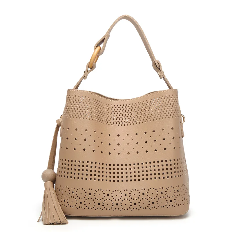 

Summer Women Dot Hollow Out Casual Tote Lady Composite Bag Handbag Fashion Messenger Shoulder Bag Black White Design Beach Bag