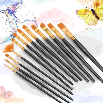

2019 New 12 oil paintbrushes+2 white palette set