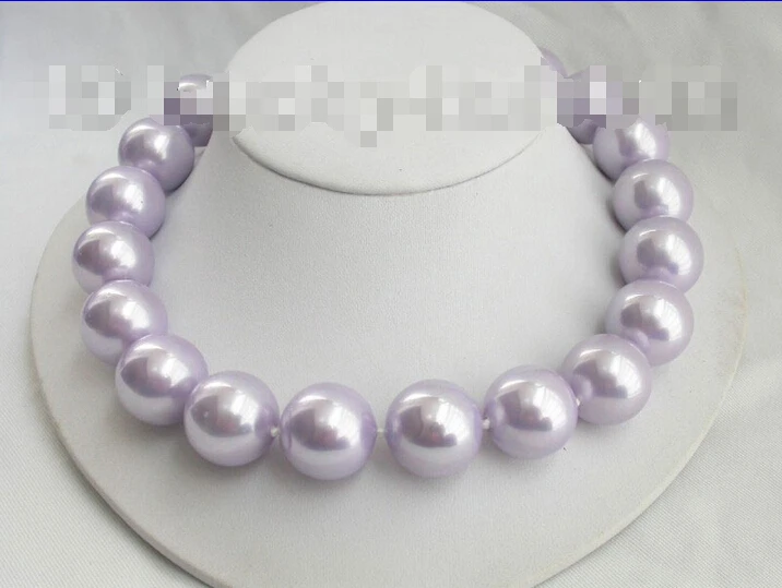 

20mm 100% round lavender south sea shell pearl necklace @^Noble style Natural Fine jewe FREE SHIPPING