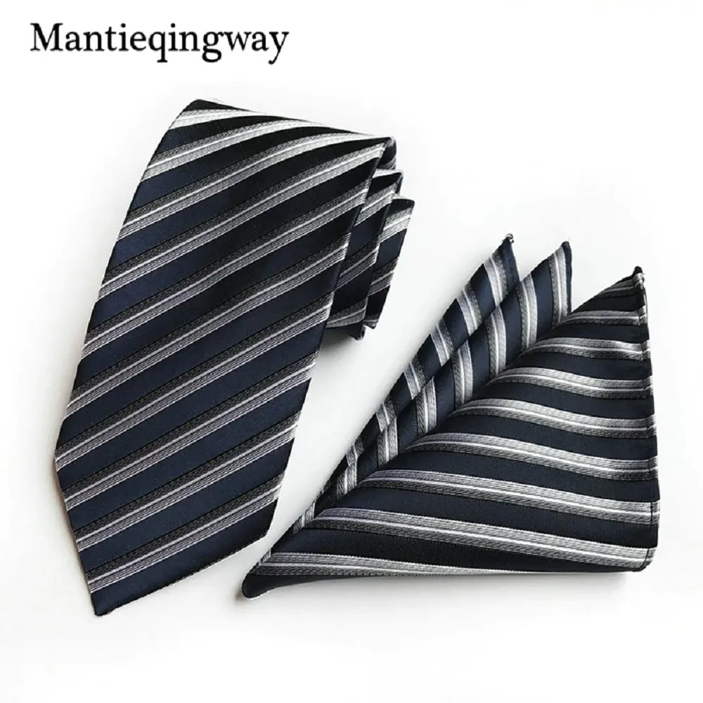 Mantieqingway полиэстер платок шеи галстук набор для мужские Пейсли Цветочные полосатый печатных галстук Ханки наборы для костюмы подарки - Цвет: 09