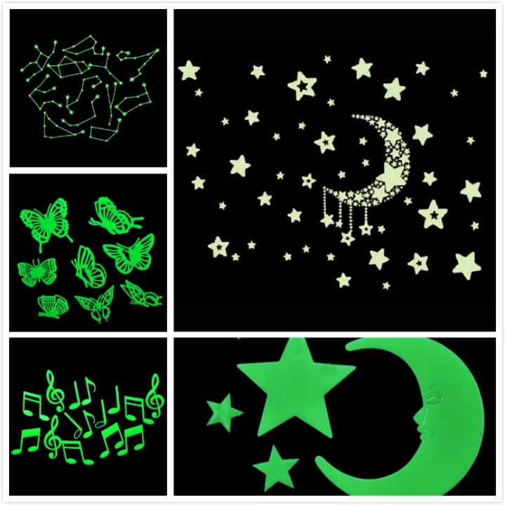 

Amazing Fluorescence Glow in Dark Luminous Cartoon Moon Star Nursery Baby Room Home Decor Wall Stickers for Kids Rooms Decal