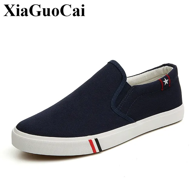 American Made Men Canvas Shoes Slip on Male Loafers Summer Men Casual