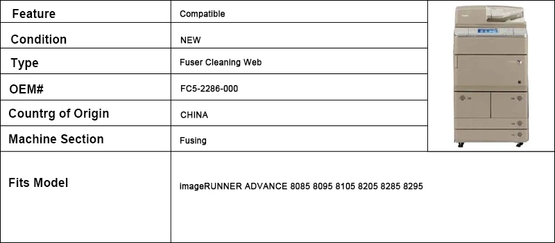 3 ir 8095 FC5-2286-000 fuser cleaning web