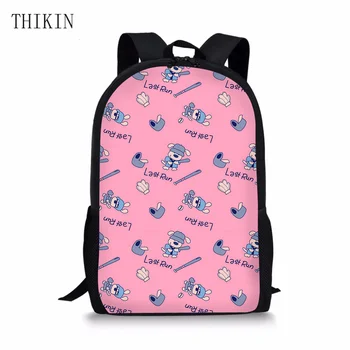 

THIKIN School Bags for Teenager Girls Baseballs Cartoon Pattern Children Backpacks Kids Kindergarten Causal Mochila Escolar