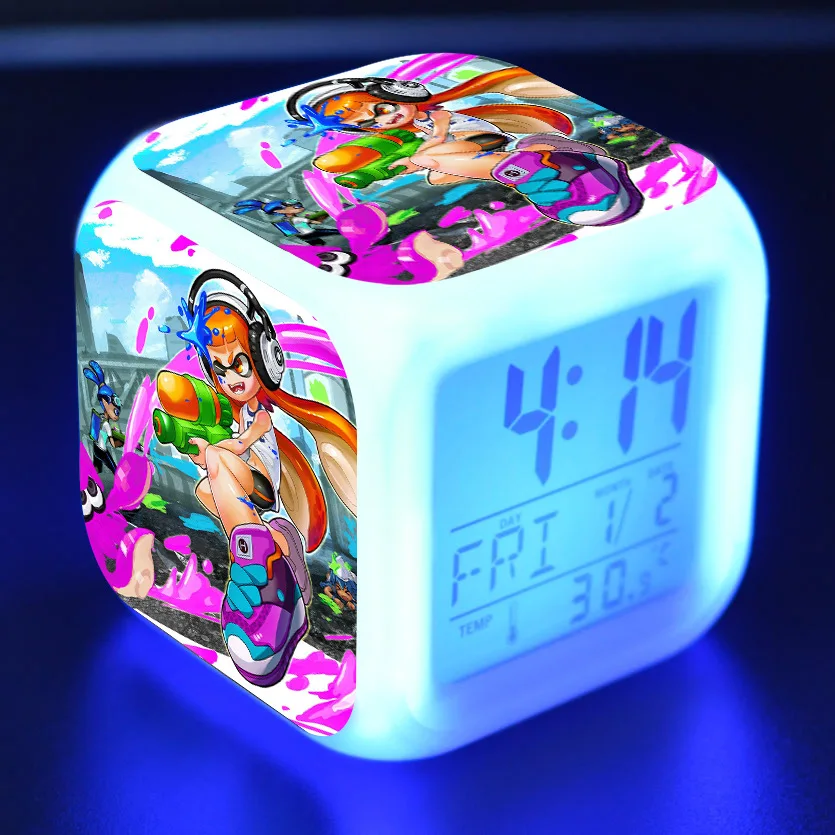 Splatoon мультяшный будильник детские игрушки Led reloj будильник, цифровой Электронные часы с будильником Пробуждение свет стол reveil wekker - Цвет: 7