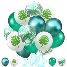 20 piezas globos verdes confeti de La Selva decoración de la hoja de la tortuga piña globo de La Selva decoración de fiesta hawaiana salvaje un Balon XN