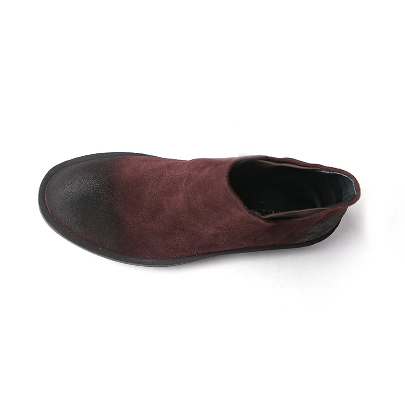 

Low Round Toe Concise Chelsea Boots Men Flock Ankle Solid Mature Martin Boots Winter Casual Slip-On Fashion Motorcycle Shoes