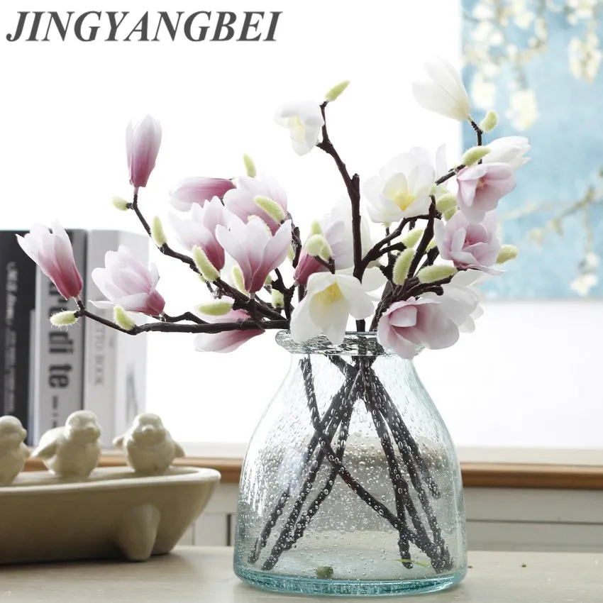 3D Silk Magnolia Branch Artificial Flowers High Quality Fake Flower for wedding decorate home decoration Party accessory