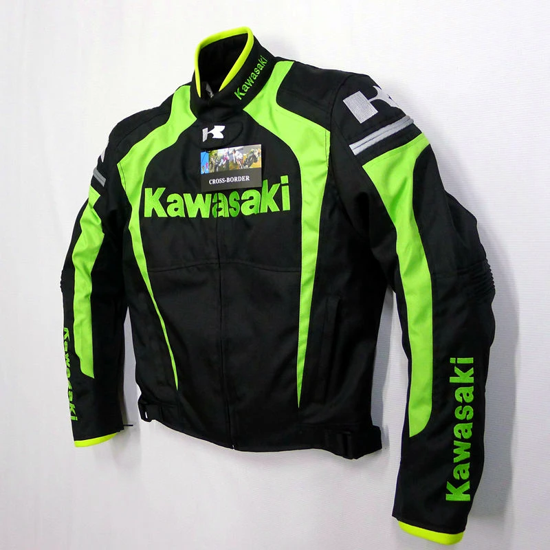 Street Motorcycle Racing Team for KAWASAKI Jacket Riding with Protectors Black Green Clothing