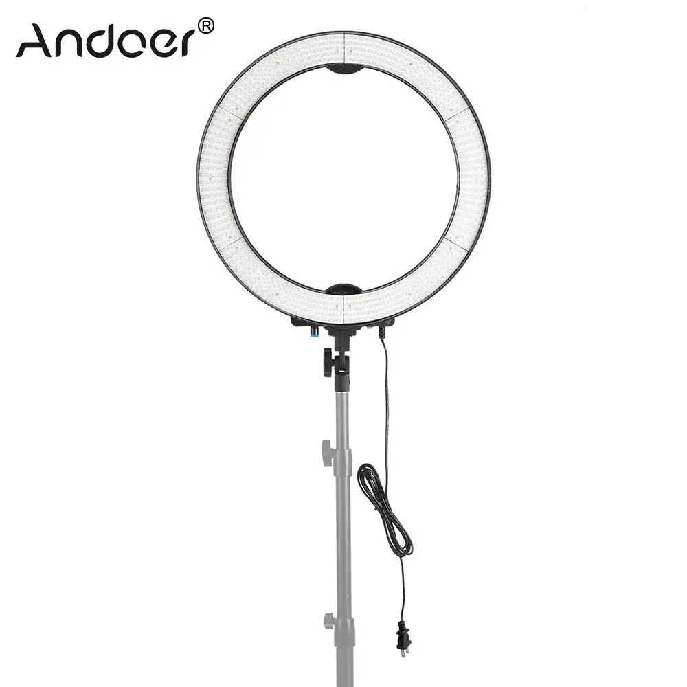 Andoer LA-650D 18 дюймов светодиодный кольцевой светильник для фото и видео 36 Вт с регулируемой яркостью 5600K Дневной светильник 600 светодиодный светильник для камеры смартфона макияжные лампы