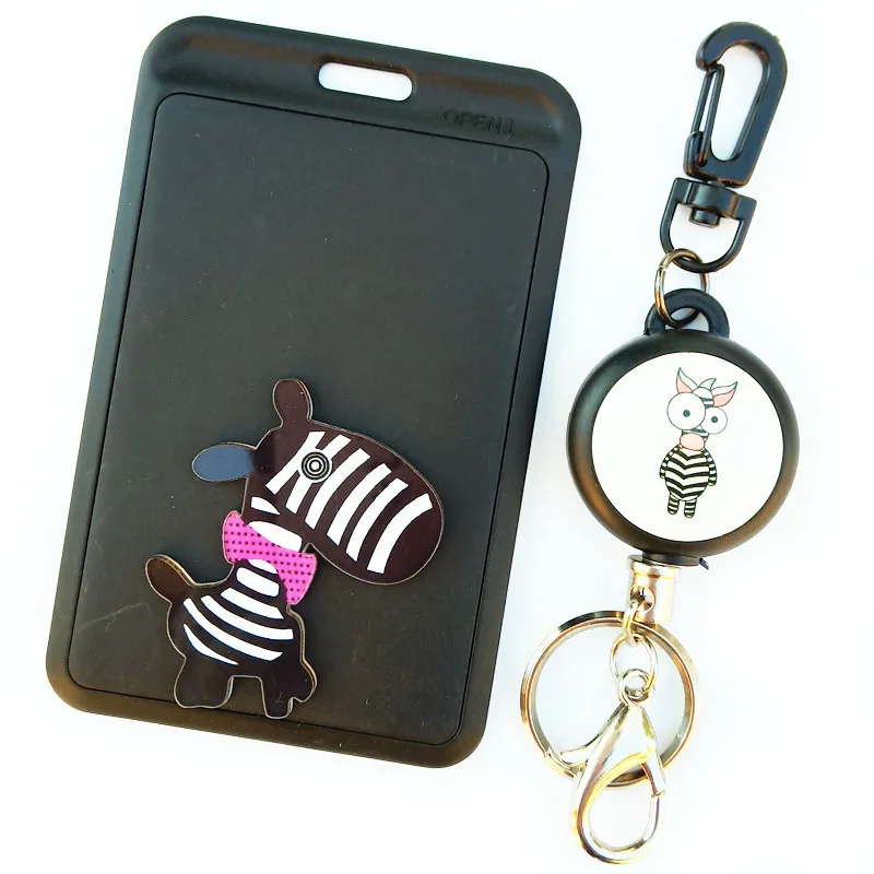 

1pcs Lovely Keychain Wire Rope Badge Reel Card Holder ID Badge Case Student Nurse Bank Credit Card Holders ID Badge Holders