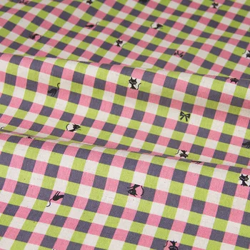 

Half-Meter Japanese KOKKA Cotton Linen Fabric Patchwork Fabric Plaids Cat A