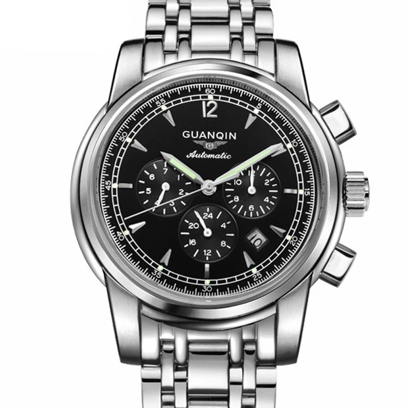 GUANQIN GJ16003 Automatic Mechanical Watch Men Luxury Brand Stainless Steel Strap Luminous Wrist Watch Relogio Masculino
