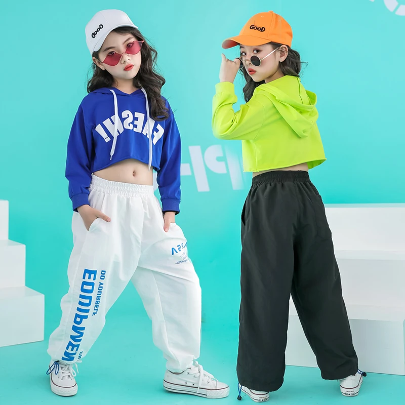 Kids Hip Hop Outfits Cropped Hoodie Sweatshirt Shirt Tops Casual Pants for Girl Dance Costume Wear Ballroom Dancing Clothes