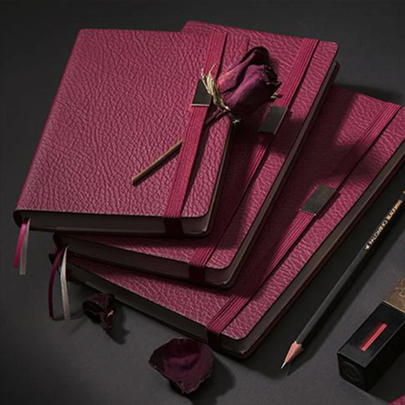 

Wine red Notebook Business Office Bandage PU Soft Cover Comfortable texture Diary Planner Stationery Traveler Journal Gift Box