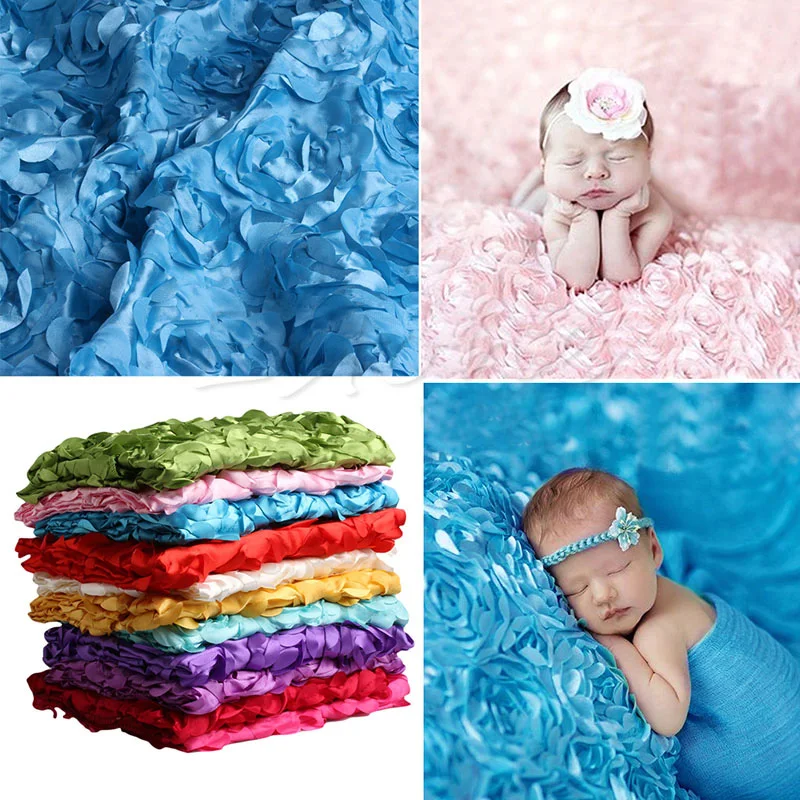 

Newborn Baby 3D Photography Photo Prop Rose Flower Backdrop Blanket Rug 11 Color-TZ