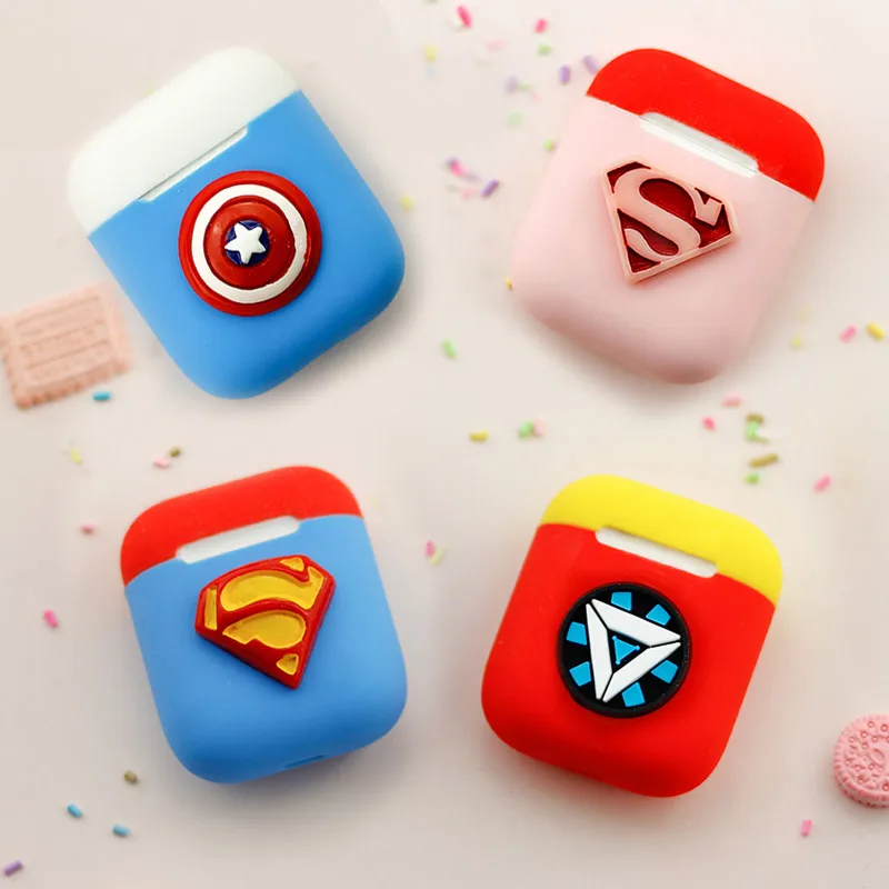 

airpods cover shockproof for Apple Bluetooth Earphone Charging Batman Silicone soft Ultra Thin Case Protective Skin superman