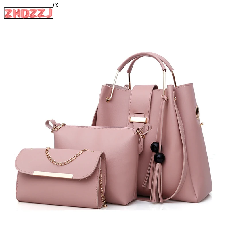 

3Pcs/Set Women Basic Fashion Simple Delicate Bag's Outfits PU handbag 2019 New Big Capacity Style Bag One-Shoulder Hand Char