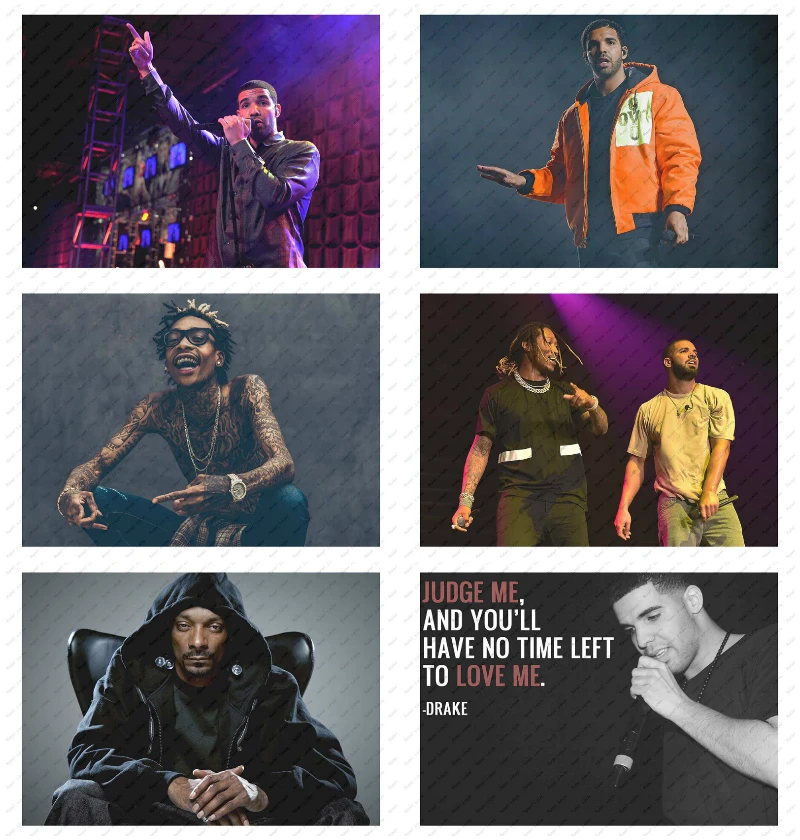 

2PAC/drake/Wiz Khalifa/snoop dogg/Kanye West hip hop poster/wall sticker/White kraft poster Decorative paintings