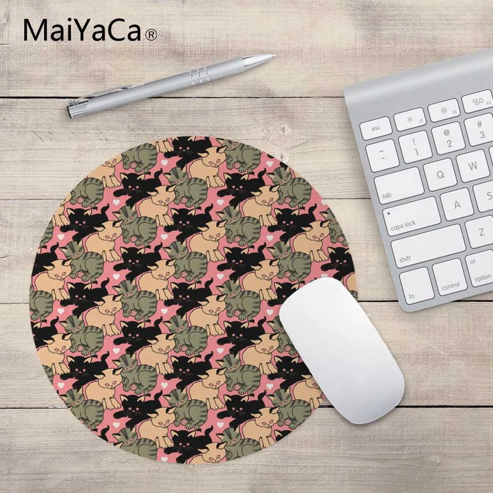 Коврик для мыши MaiYaCa,, милый кот, 20*20 см или 22*22 см, контроль скорости, коврик, много, круглый коврик для мыши с головой котенка - Цвет: 22x22cm