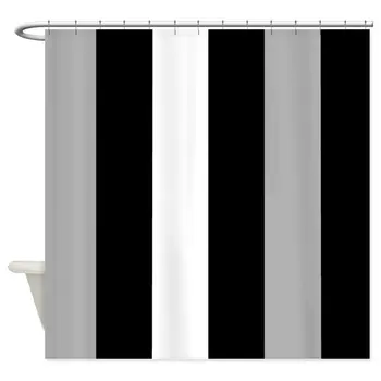 

Grey Black And White Stripes - Decorative Fabric Shower Curtain (69"x70")