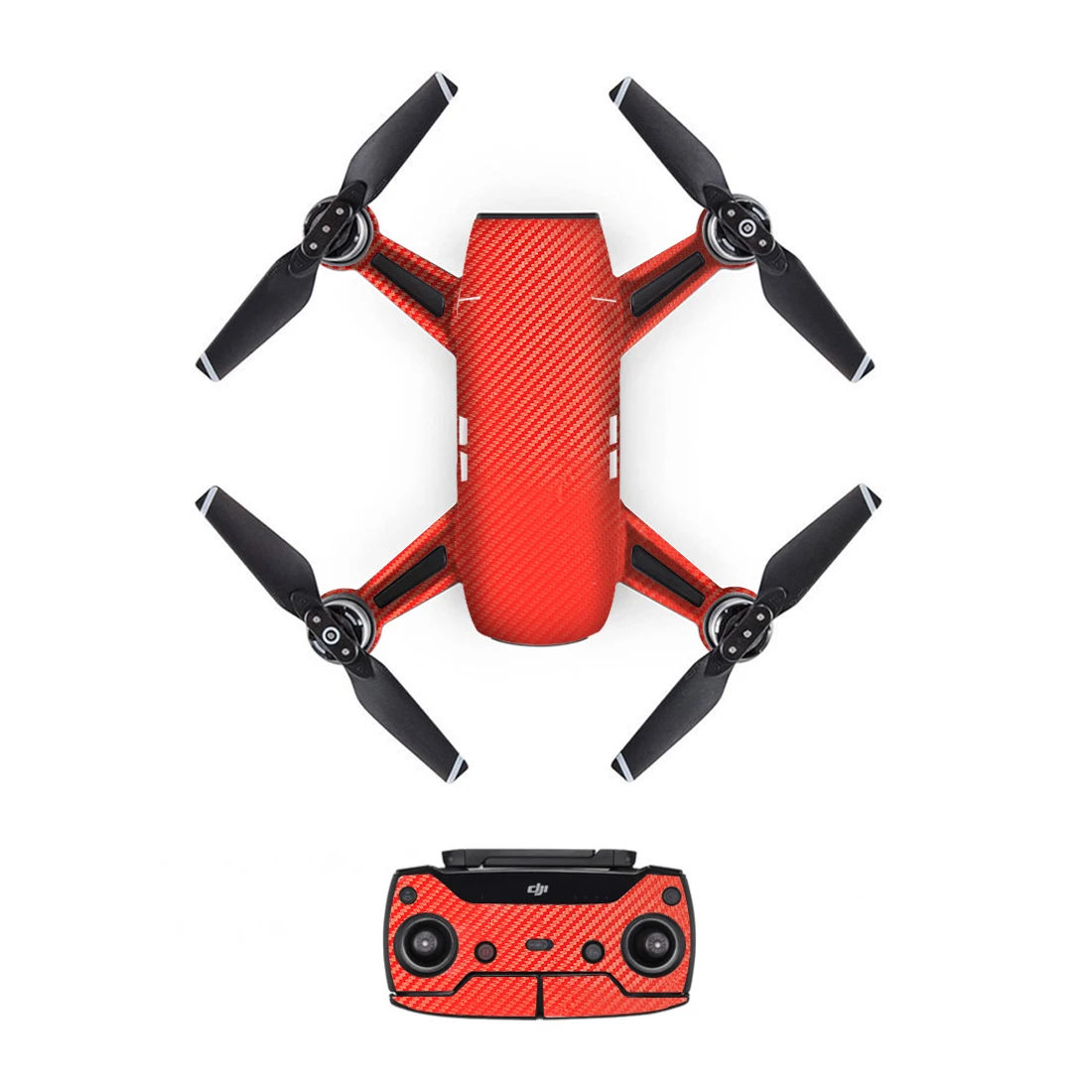 [DJS0005] Крутая наклейка из углеродного волокна, наклейка для дрона DJJ Spark body+ Пульты ДУ+ 3 батарейки, защитная крышка, красный