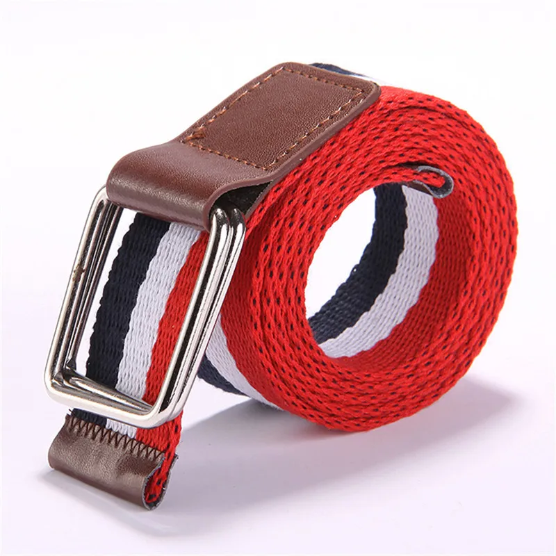 women knitted Belt Man Double Ring Buckle Thicken Canvas Belts for Men