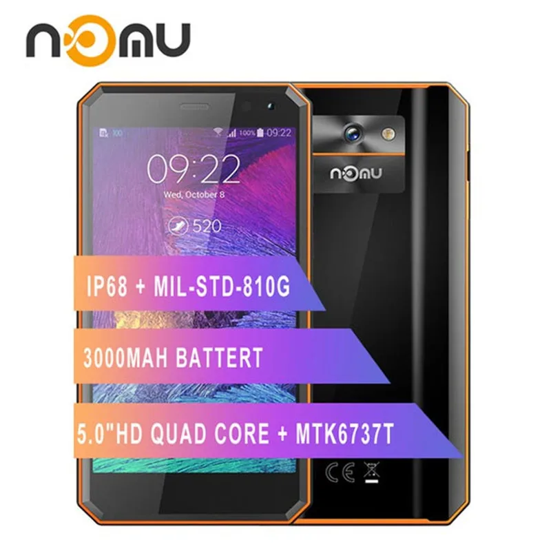 

Original Nomu M6 smartphone 5.0" HD Quad Core 2GB+16GB MTK6737T Android 6.0 13.0MP 1280x720 3000mAh IP68 Waterproof Mobile Phone