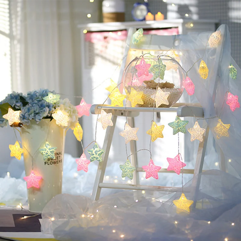 

3M Crack Star String Lighting LED Girls Bedroom Wall Hanging backdrop Decoration Light Wedding Birthday Party Decorative Lamp