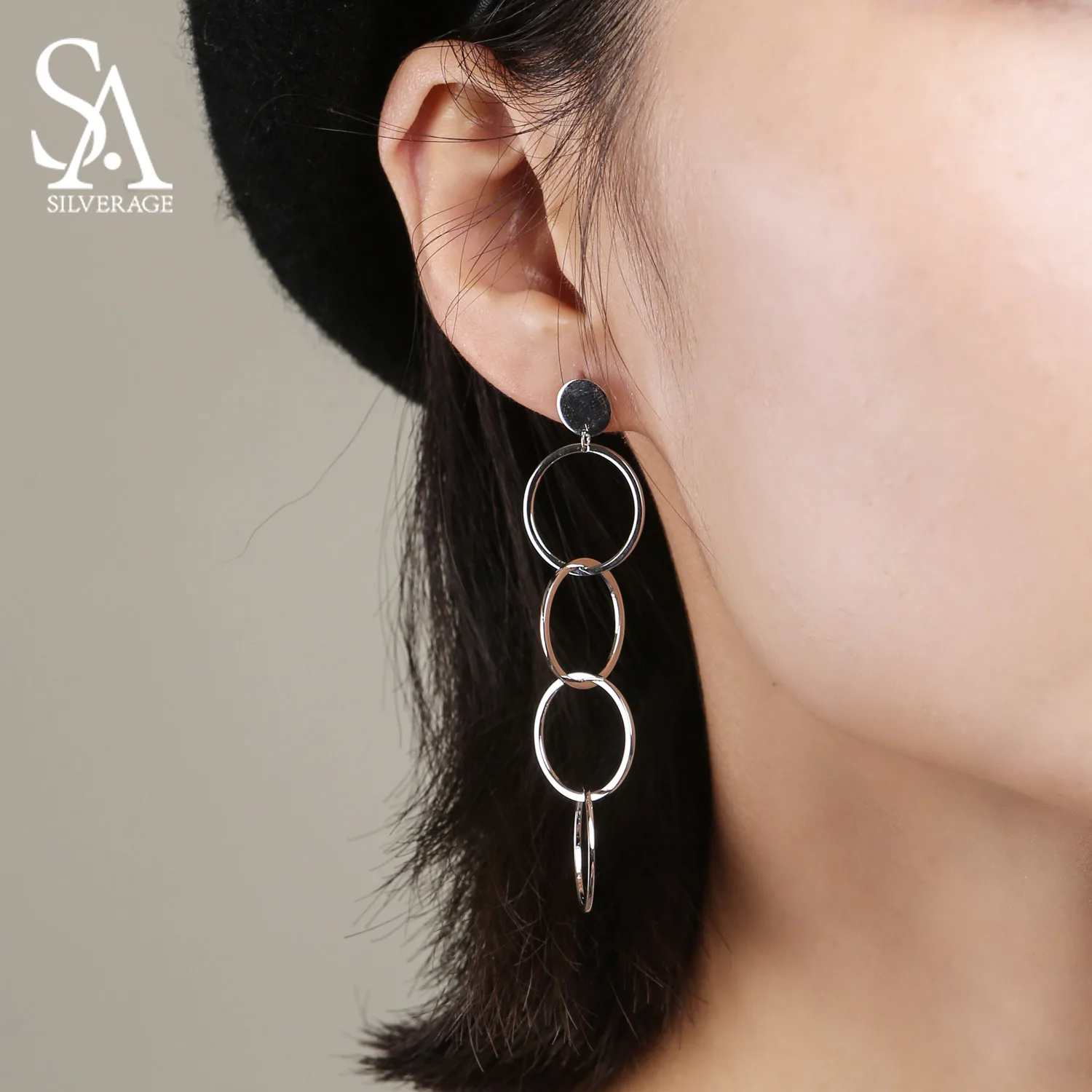 SA SILVERAGE 925 пробы серебро круглой формы серьги для Для женщин дизайнер 925 пробы серебряные круглые серьги Мода