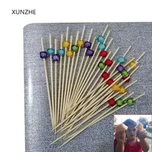 XUNZHE 100 шт одноразовая бамбуковая креативная вилка для фруктов, шампуры для канапе, украшения торта, bento decoration pinchos para cocktail