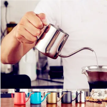 

2018 Thicken stainless steel fine mouth pot Teflon hand brewing pot coffee pot Hanging ear pot coffee supplies