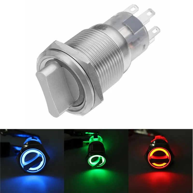 

19mm 3 Position 12V Waterproof Stainless Steel Latching Metal Selector Switch Metal Rotary Push Button