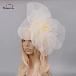 Ручной работы для женщин женские, Свадебные Большой чародей шляпка для церкви цветок сетки зажим для волос Коктейльные гонки головные