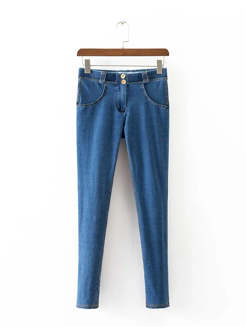 

New Fashion Women Elastic High Waist Skinny Stretch Jeans 2017 Female 100% High Quality Casual Jeans Pencil Cotton Pants