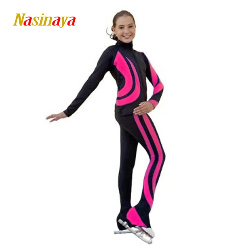 Figure Skating Training Suit Girl Show Jacket Set Black Thin Nylon Spandex Skating Roller Clothes For Women