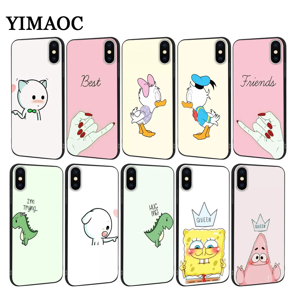 YIMAOC Best Friend Girlfriend Boyfriend Soft Case for iPhone XS Max XR X 7 8 6 6S Plus 5 5S SE |