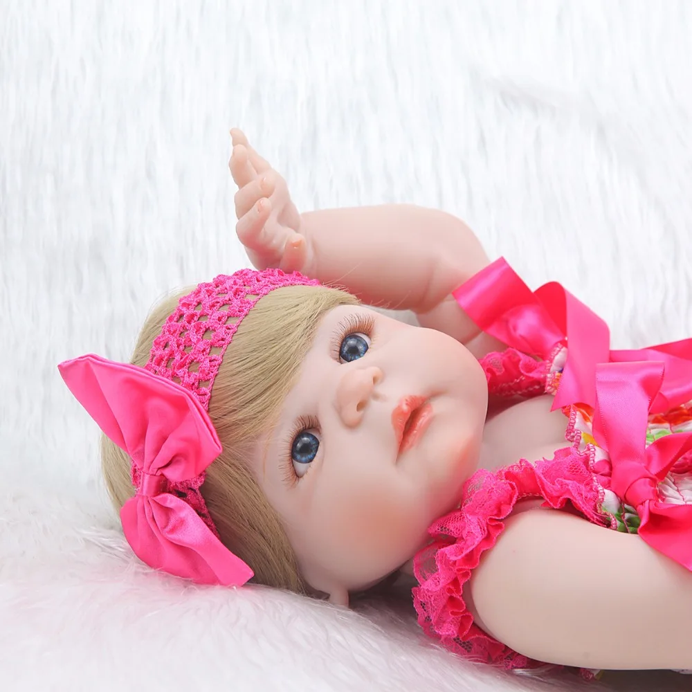 Reborn Baby 22 дюймов принцесса девочка кукла ручной работы полный силиконовый винил Reborn bebe куклы с красочной Одеждой Дети подарок на день рождения