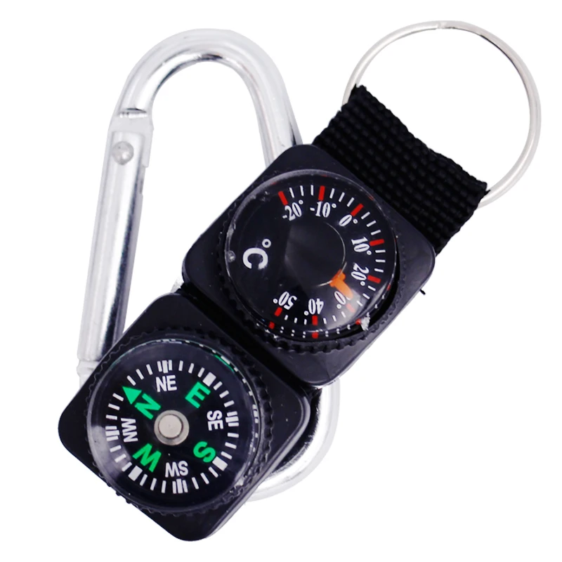 Mini Keychain multifunction Camping Compass Thermometer Outdoor