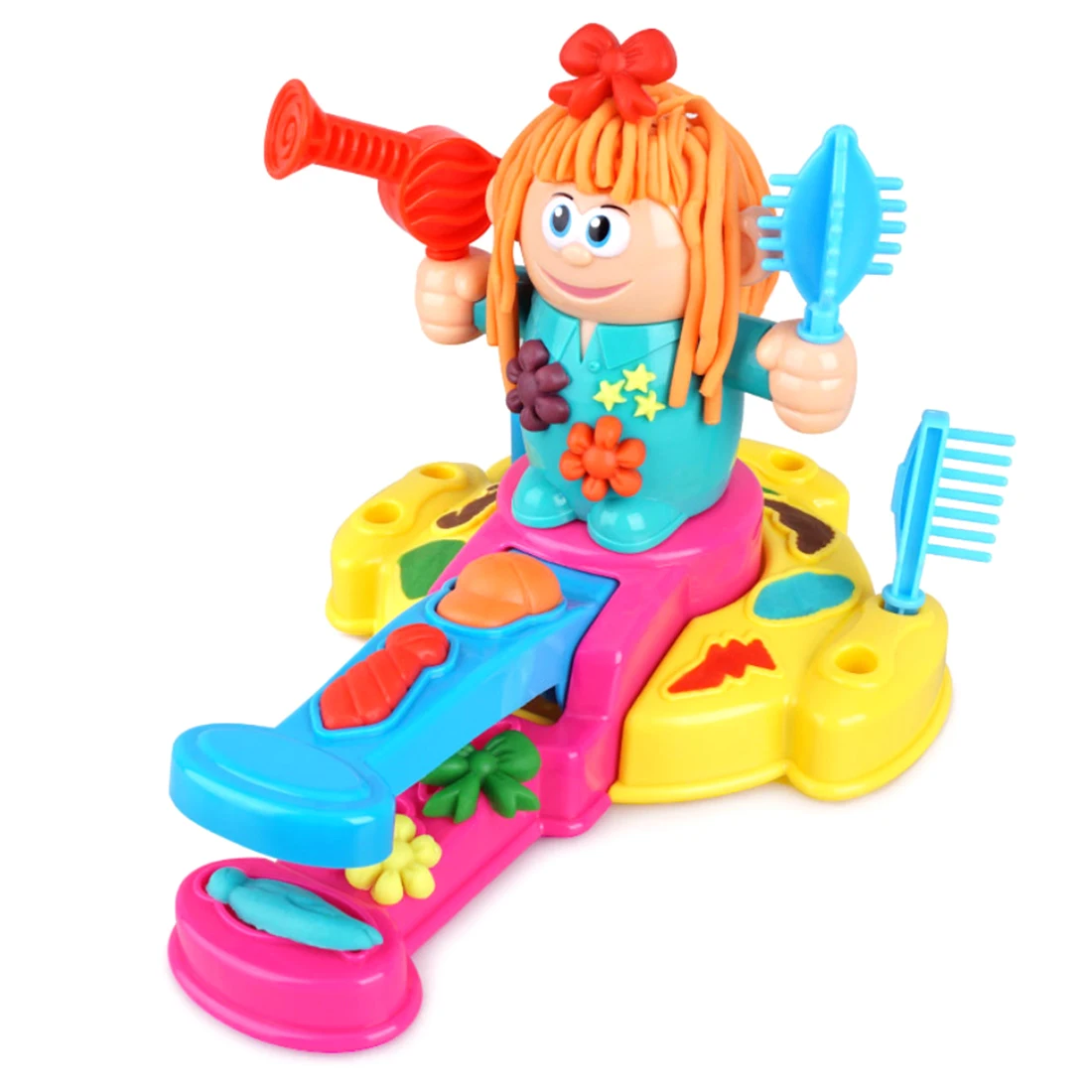 

20Pc Children Pretend Play Toy Color Mud Haircut Playset Early Education Toys Gifts Role Play Hair Grow Design Cut Comb Tool Kit